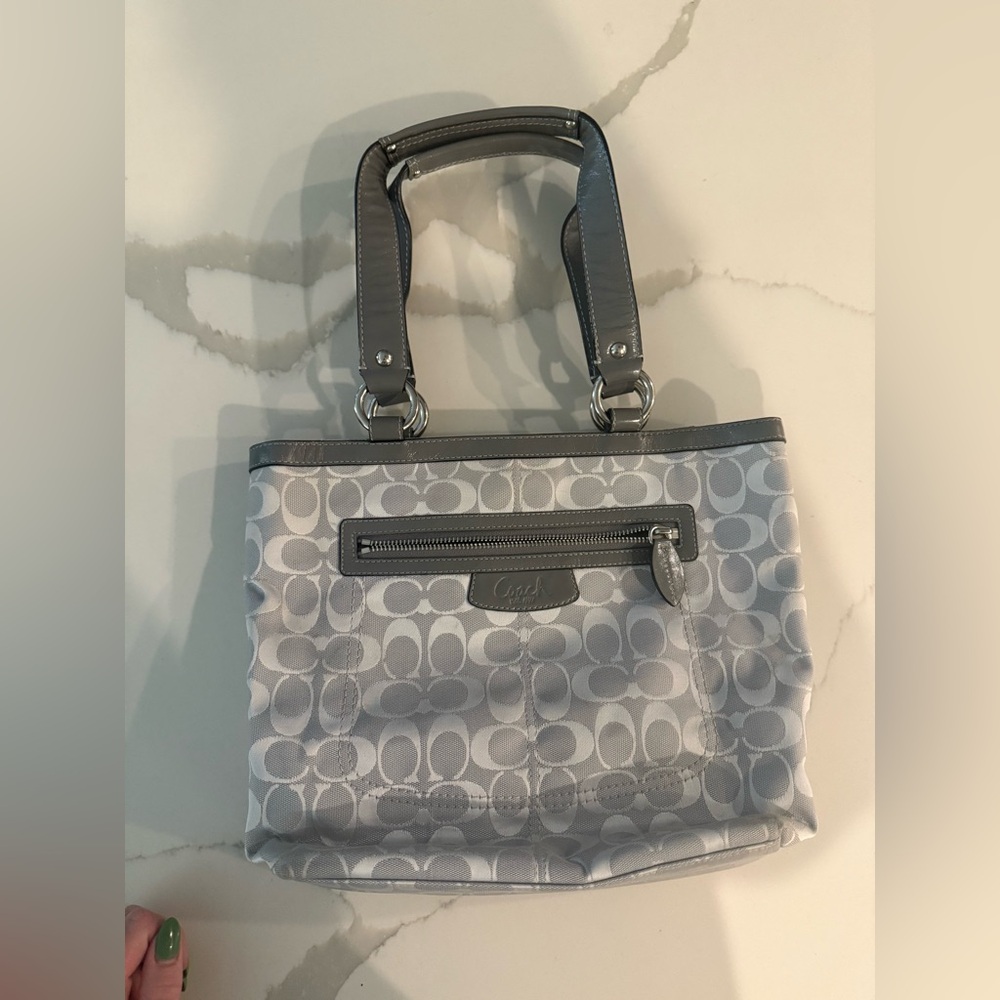 Coach Gray Signature Canvas Shoulder Bag